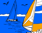 Coloring page Sails at high sea painted byleo