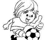 Coloring page Boy playing football painted byfoot ball one