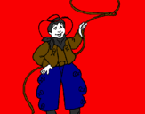 Coloring page Cowboy with lasso painted byindian