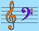 Coloring page Treble and bass clefs painted bydestiny pickett