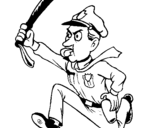 Coloring page Police officer running painted bypoice officer 