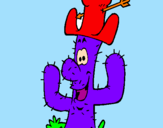Coloring page Cactus with hat painted bylalo