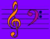 Coloring page Treble and bass clefs painted bynicolette