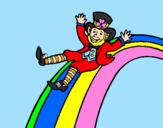 Coloring page Leprechaun on a rainbow painted byTOTTY