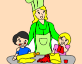 Coloring page Cooking with mom painted byMarga