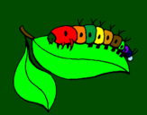 Coloring page Caterpillar on leaf painted bydiego
