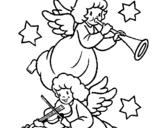 Coloring page Musical angels painted byyuan