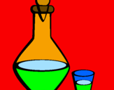 Coloring page Carafe and glass painted byMARJORIE