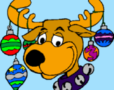 Coloring page Reindeer with baubles  painted byhappy holidays