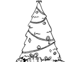 Coloring page Christmas tree with decorations painted byyuan