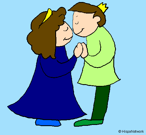 Prince and princess kissing