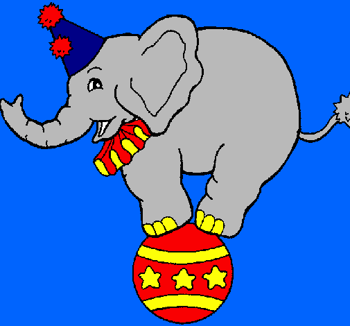 Elephant balancing on a ball