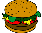 Coloring page Hamburger with everything painted byIvy