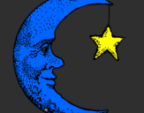 Coloring page Moon and star painted byevie,archie and oliver