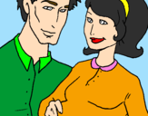 Coloring page Father and mother painted byGreat