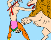 Coloring page Gladiator versus a lion painted byFLORA