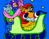Coloring page Father Christmas in his sleigh painted bygedel