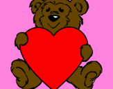 Coloring page Bear in love painted bysos