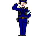 Coloring page Police officer waving painted bypolice man