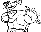 Coloring page Cow and bird painted byyuan