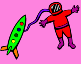 Coloring page Rocket and astronaut painted bymac