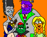 Coloring page Family of monsters painted byMELA