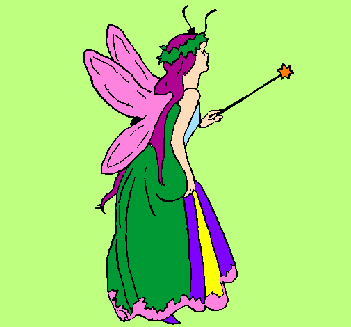 Coloring page Fairy with long hair painted bylika