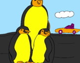 Coloring page Penguin family painted bycamille47