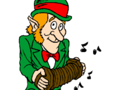 Coloring page Leprechaun with accordion painted bynene