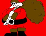 Coloring page Father Christmas with the sack of presents painted byparis