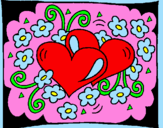Coloring page Hearts and flowers painted bycaiti