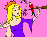 Coloring page Princess singing painted byshaila