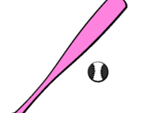 Coloring page Baseball bat and baseball ball painted bygabrella