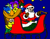 Coloring page Father Christmas in his sleigh painted byMelissa