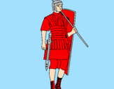Coloring page Roman soldier painted bycain