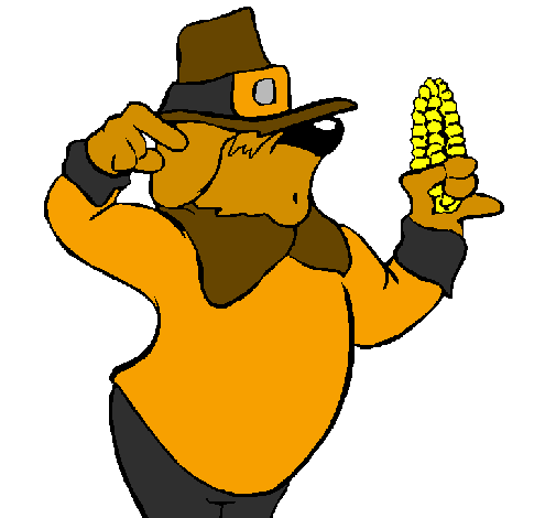 Pilgrim with corncob