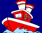 Coloring page Boat at sea painted byKennedy