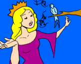 Coloring page Princess singing painted byTHEO