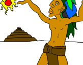 Coloring page Mayan rite painted bymorning survices