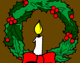 Coloring page Christmas wreath and candle painted byKenny