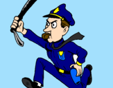 Coloring page Police officer running painted byJorge21