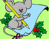 Coloring page Mouse with pencil and paper painted byviviana