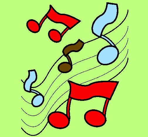Coloring page Musical notes on the scale painted byegidijus