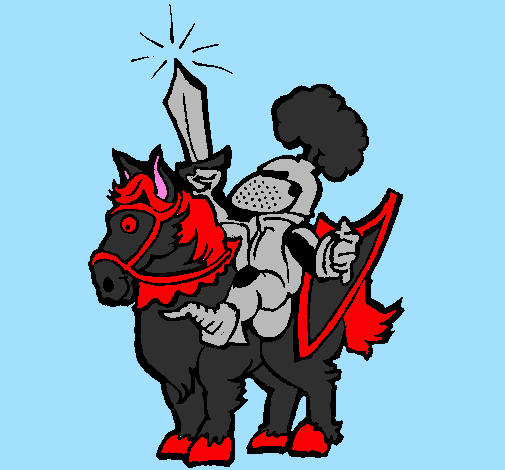 Knight raising his sword