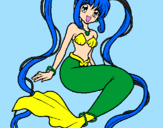 Coloring page Mermaid with pearls painted byvenecia