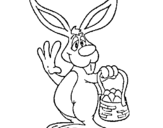 Coloring page Rabbit with basket painted byyuan