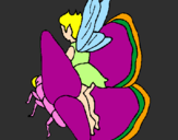 Coloring page Fairy and butterfly painted byDJ