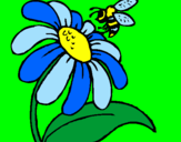 Coloring page Daisy with bee painted byanna