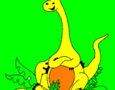 Coloring page Seated Diplodocus  painted byLevi