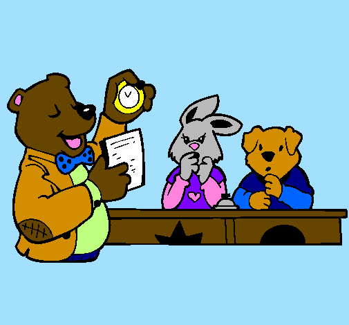 Bear teacher and his students